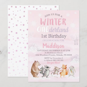 Girl Winter Woodland 1e uitnodiging op zaterdag