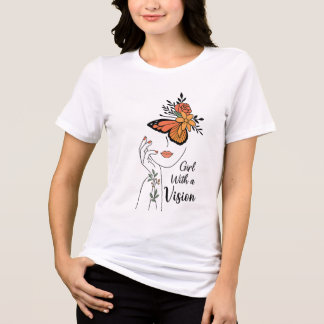  Girl With a Vision Butterfly Line Art Tri-Blend Shirt