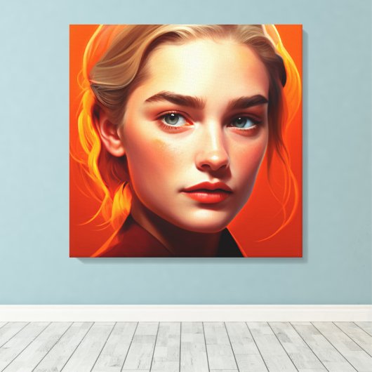 Girl with blue eyes canvas afdruk (Insitu (Houten vloer))