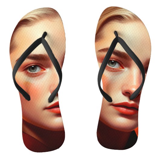 Girl with blue eyes teenslippers (Voetbed)