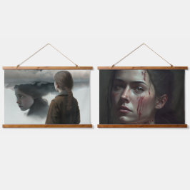 Girl with clouds hangend wandkleed