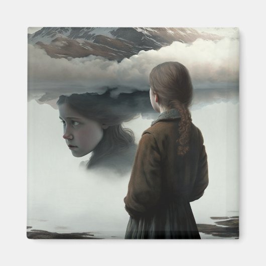 Girl with clouds magneet (Voorkant)