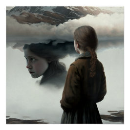Girl with clouds perfect poster