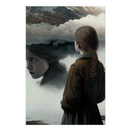 Girl with clouds perfect poster