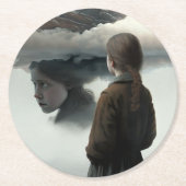 Girl with clouds ronde kartonnen onderzetter (Voorkant)