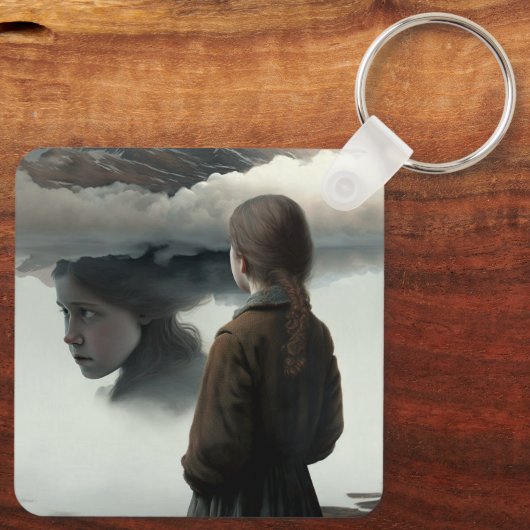 Girl with clouds sleutelhanger (Achterkant)