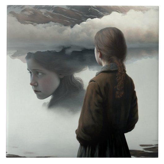 Girl with clouds tegeltje (Voorkant)