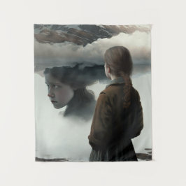 Girl with clouds wandkleed