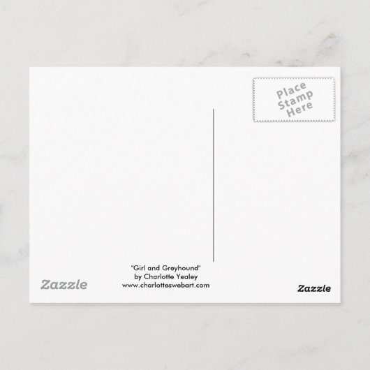 "Girl with Greyhound" Briefkaart Dog Art (Achterkant)