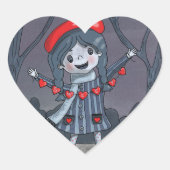 Girl with Heart Garland Stickers Saint-Valentin (Devant)