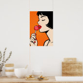 Girl with Lollipopl Pop Art Poster (Cuisine)