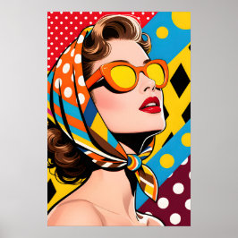 Girl with Orange Sunglasses Pop Art Poster