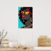 Girl with Red Lips Pop Art Poster (Cuisine)