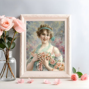 Girl with roses poster