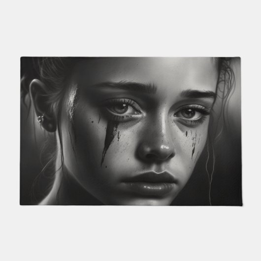 Girl with tears deurmat (Voorkant)