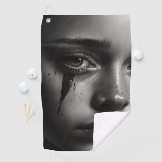 Girl with tears golfhanddoek (Insitu)