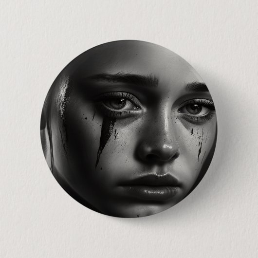 Girl with tears ronde button 5,7 cm (Voorkant)