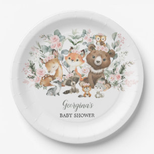 Girl Woodland Animals Eucalyptus Roos Baby shower Papieren Bordje
