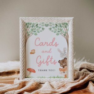 Girl Woodland Baby shower Kaarten en Gifts Poster
