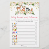 Girl Woodland Floral Emoji Pictionary Shower Game (Voorkant)