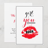 Girl You ROCK Mooure Gesture Girls Red Lips Script Bedankkaart (Voorkant / Achterkant)