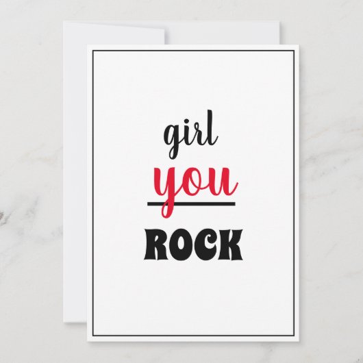 Girl You ROCK Nice Gesture Script Vrouw Person Bedankkaart (Voorkant)