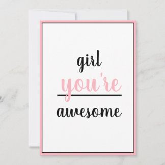  Girl You're Awesome Kind Gesture Girly Modern Bedankkaart