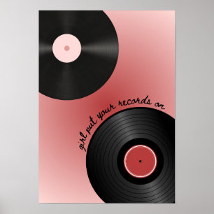 "Girl zet je plaat op" vinyl muziekplaat Poster