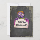 Girl Zombie Birthday Party Kaart (Achterkant)