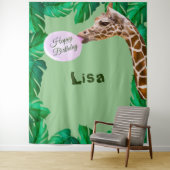 Girlande met ballonfiguur een giraffe voor verjaar wandkleed (In situ)