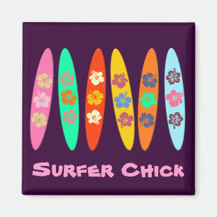 Girlie Flowered Surfboards Magneet