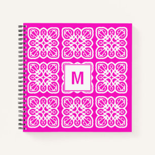  Girlie Hot Pink Lace Monogram Notitieboek