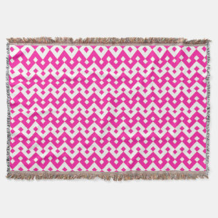 Girlie Snoep Pink and White Chevrons Throw Blanket Deken