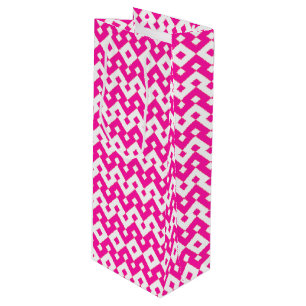 Girlie Snoep Roze en witte Zigzags Wine Gift Bag Wijn Cadeautas