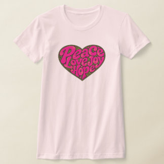 GirlieWear Vrede Liefde Vreugde Hoop Hart T-shirt