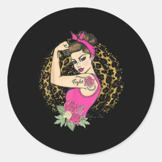 Girlpower Pink Ribbon Fight Borstkanker oktober Ronde Sticker