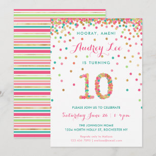 Girls 10th Birthday Uitnodiging verjaardagsfeest