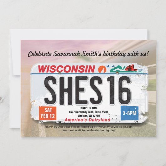 Girl's 16e verjaardag Wisconsin Kaart (Voorkant)