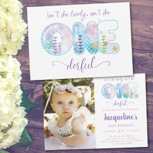 Girls 1st Birthday Fotouitnodiging Kaart