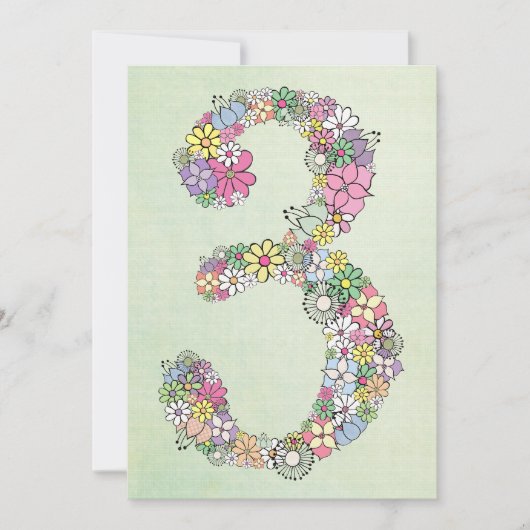 Girls 3rd Birthday Party Custom Invitation Kaart (Voorkant)