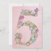 Girls 5th Birthday Party Custom Invitation Kaart (Voorkant)