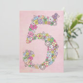 Girls 5th Birthday Party Custom Invitation Kaart (Staand voorkant)