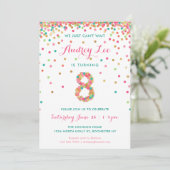 Girls 8th Birthday Uitnodiging verjaardagsfeest (Staand voorkant)