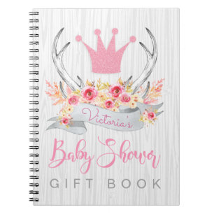 Girls Antler Baby shower Guest Gift Book Notitieboek