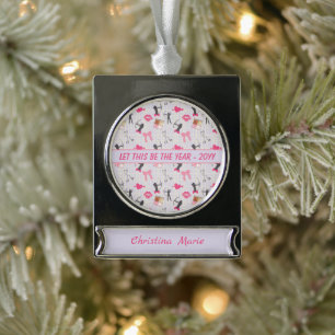 Girls Archery - Girly Hearts and Makeup Verzilverd Banner Ornament