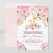 Girls Baby Giraffe Baby Shower Invitations (Devant / Derrière)