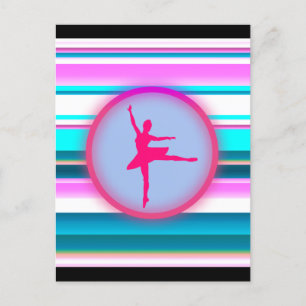 Girls Ballerina Dance Stripes Briefkaart
