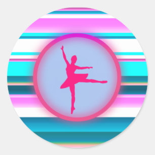 Girls Ballerina Dance Stripes Ronde Sticker