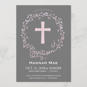 Girls Baptism Christening Invitation, Girly Invite Kaart