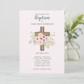 GIRLS Baptism Programme - Floral Cross Programma (Staand voorkant)